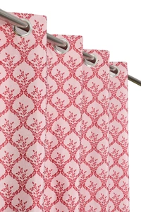 Panipat Textile Hub Polyester Eyelet Maroon Designer Print curtains Pack of 2 - Window (4x5 Feet)