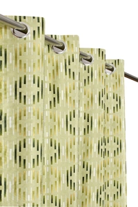 Panipat Textile Hub Polyester Eyelet Green Designer Print curtains Pack of 2 - Long Door (4x9 Feet)