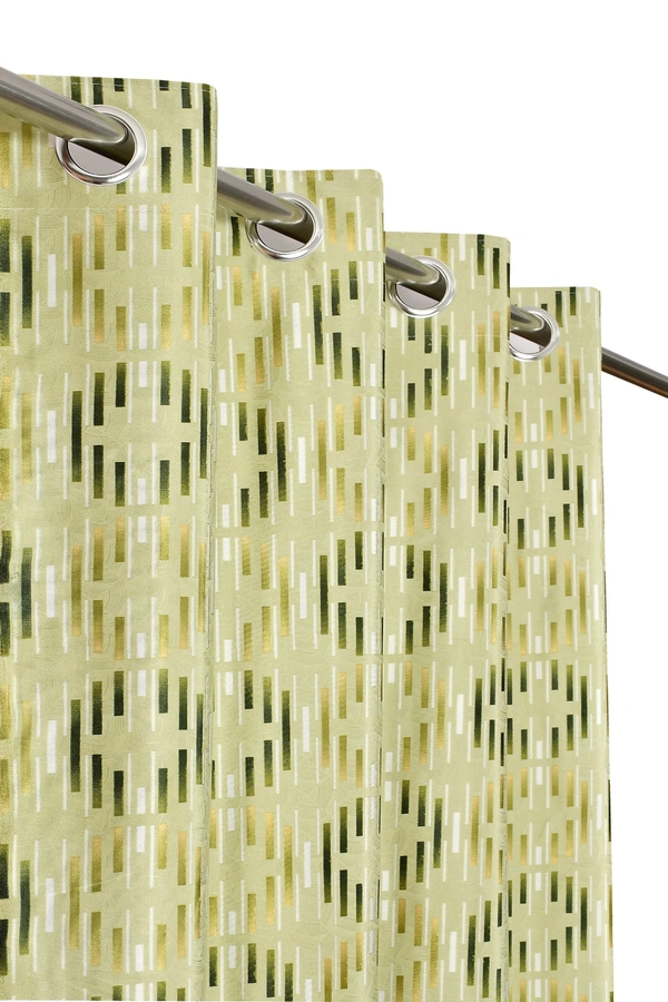 Panipat Textile Hub Polyester Eyelet Green Designer Print curtains Pack of 2 - Long Door (4x9 Feet)