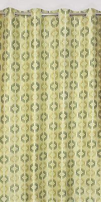 Panipat Textile Hub Polyester Eyelet Green Designer Print curtains Pack of 2 - Long Door (4x9 Feet)