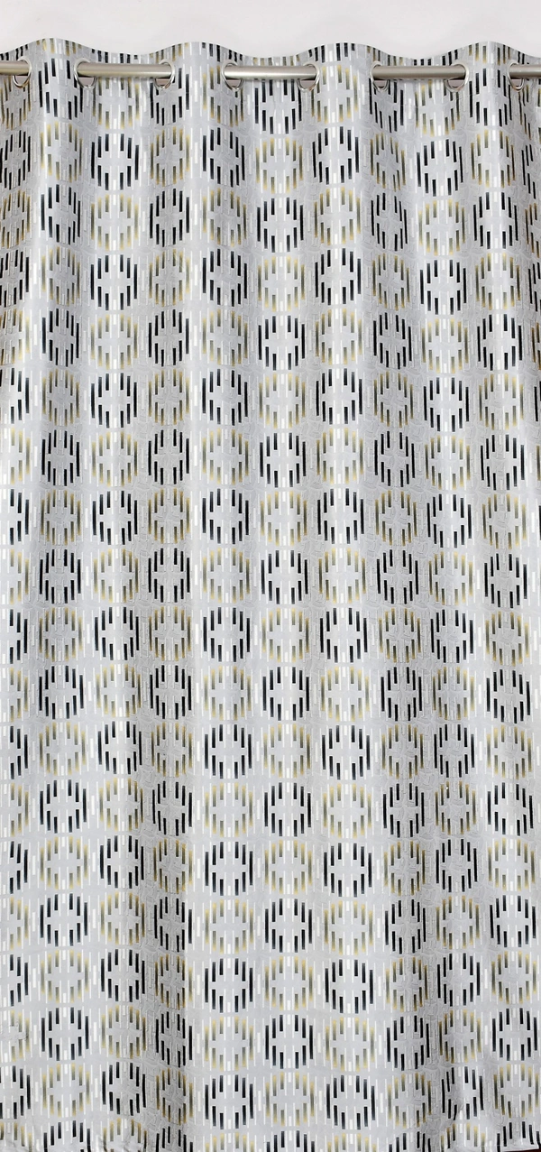 Panipat Textile Hub Polyester Eyelet Grey Designer Print curtains Pack of 2 - Window (4x5 Feet)