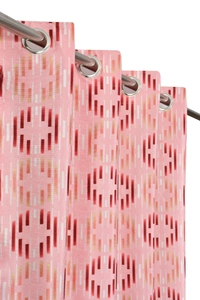 Panipat Textile Hub Polyester Eyelet Maroon Designer Print curtains Pack of 2 - Door (4x7 Feet)