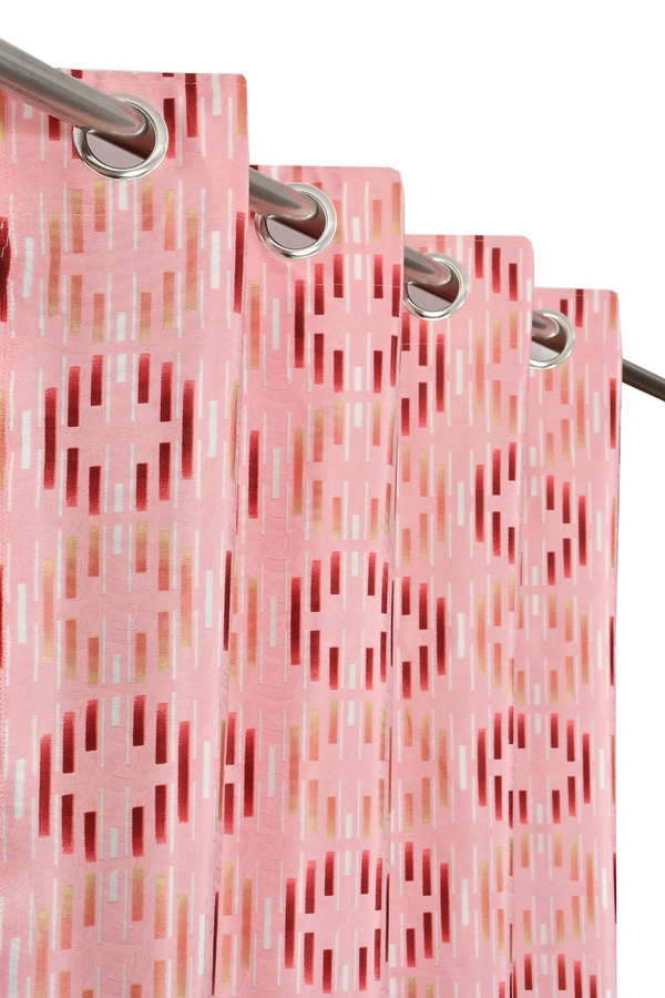 Panipat Textile Hub Polyester Eyelet Maroon Designer Print curtains Pack of 2 - Door (4x7 Feet)