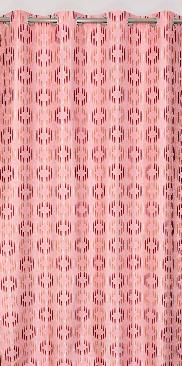 Panipat Textile Hub Polyester Eyelet Maroon Designer Print curtains Pack of 2 - Door (4x7 Feet)