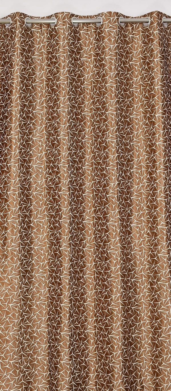 Panipat Textile Hub Polyester Eyelet Brown Designer Print curtains Pack of 2 - Window (4x5 Feet)
