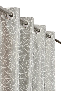 Panipat Textile Hub Polyester Eyelet Grey Designer Print curtains Pack of 2 - Window (4x5 Feet)