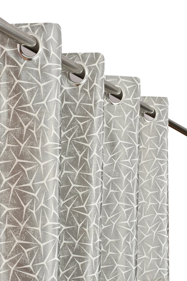 Panipat Textile Hub Polyester Eyelet Grey Designer Print curtains Pack of 2 - Window (4x5 Feet)