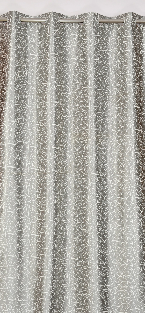 Panipat Textile Hub Polyester Eyelet Grey Designer Print curtains Pack of 2 - Window (4x5 Feet)