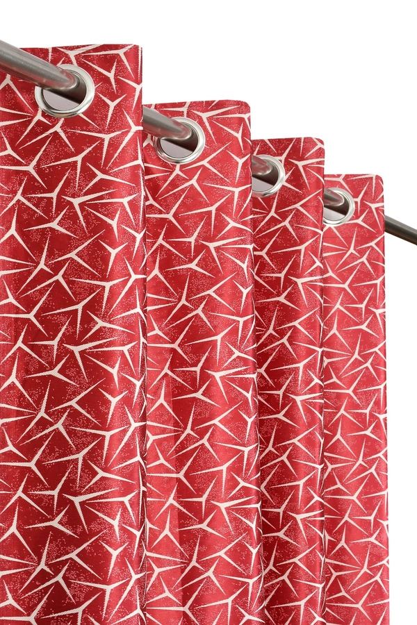 Panipat Textile Hub Polyester Eyelet Maroon Designer Print curtains Pack of 2 - Long Door (4x9 Feet)