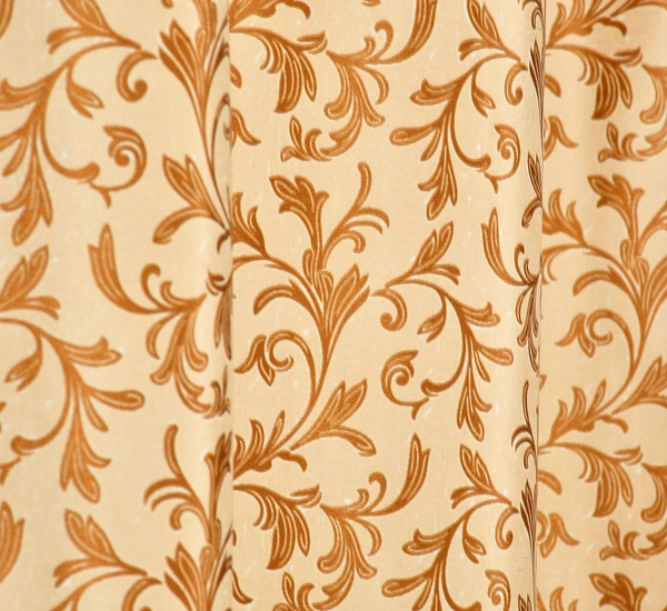 Panipat Textile Hub Polyester Eyelet Gold Designer Print curtains Pack of 2 - Long Door (4x9 Feet)