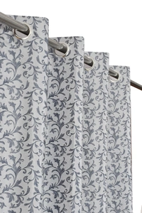 Panipat Textile Hub Polyester Eyelet Grey Designer Print curtains Pack of 2 - Window (4x5 Feet)