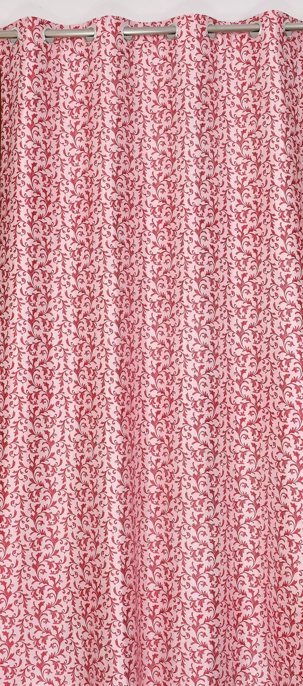 Panipat Textile Hub Polyester Eyelet Maroon Designer Print curtains Pack of 2 - Window (4x5 Feet)