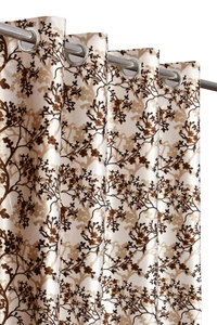 Panipat Textile Hub Polyester Eyelet Brown Designer Print curtains Pack of 2 - Door (4x7 Feet), Woody Brown