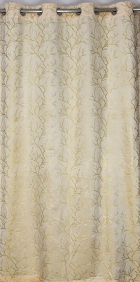 Cream velvet Premium Shining Foil Chinaar Print Blackout Curtains Pack of 2  - Door (4 x 7 Feet), Cream