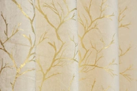 Cream velvet Premium Shining Foil Chinaar Print Blackout Curtains Pack of 2  - Door (4 x 7 Feet), Cream