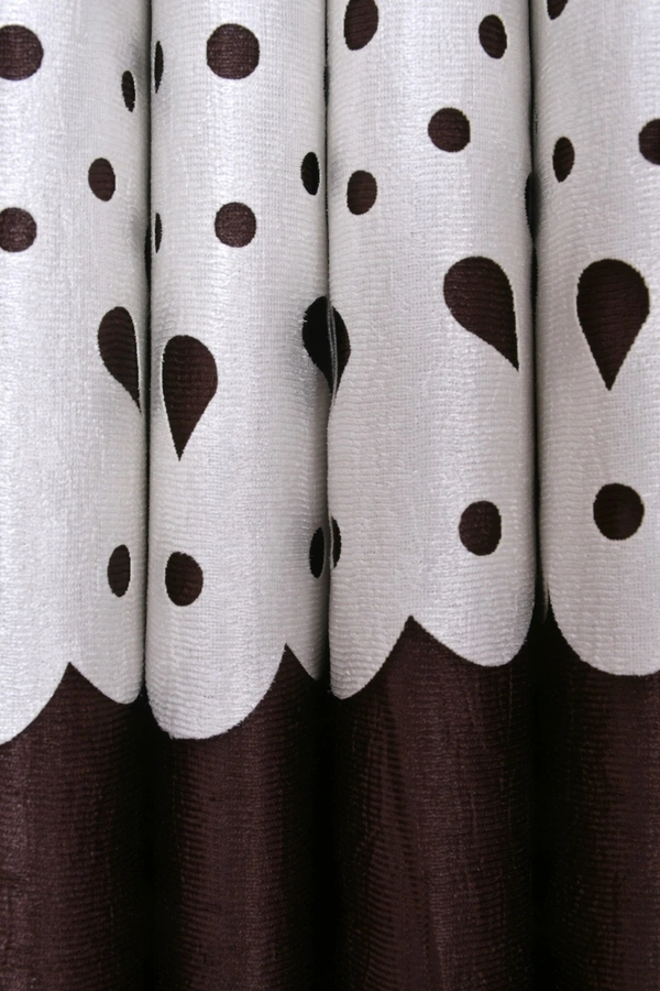 Home Garage Polyester Eyelet Valence Design Brown Solid Curtains Pack of 2 - Long Door (4x9 Feet)
