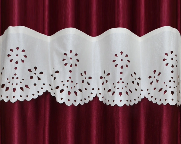 Home Garage Polyester Eyelet Valence Design Maroon Solid Curtains Pack of 2 - Long Door (4x9 Feet)