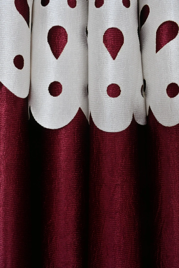 Home Garage Polyester Eyelet Valence Design Maroon Solid Curtains Pack of 2 - Long Door (4x9 Feet)
