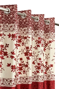Panipat Textile Hub Polyester Eyelet Marron Designer Print curtains Pack of 2 - Window (4x5 Feet)