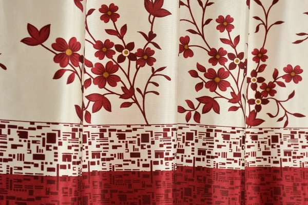 Panipat Textile Hub Polyester Eyelet Marron Designer Print curtains Pack of 2 - Window (4x5 Feet)