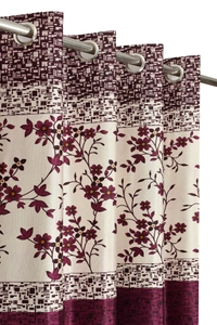 Panipat Textile Hub Polyester Eyelet Wine Designer Print curtains Pack of 2 - Window (4x5 Feet)