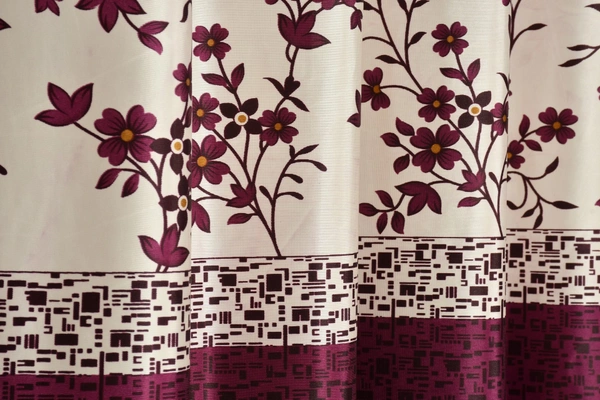 Panipat Textile Hub Polyester Eyelet Wine Designer Print curtains Pack of 2 - Window (4x5 Feet)