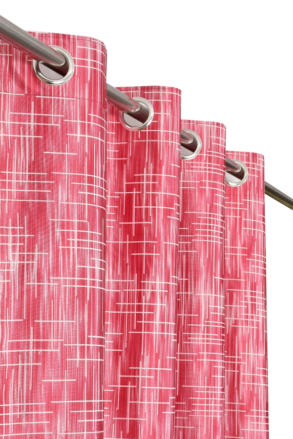 Panipat Textile Hub Polyester Eyelet Maroon Designer Print curtains Pack of 2 - Door (4x7 Feet)