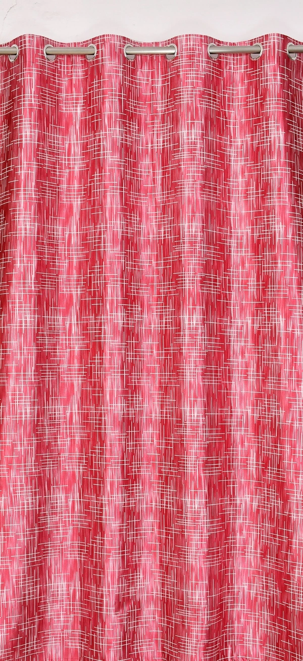 Panipat Textile Hub Polyester Eyelet Maroon Designer Print curtains Pack of 2 - Door (4x7 Feet)