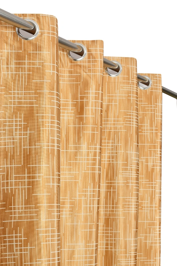Panipat Textile Hub Polyester Eyelet Gold Designer Print curtains Pack of 2 - Window (4x5 Feet)