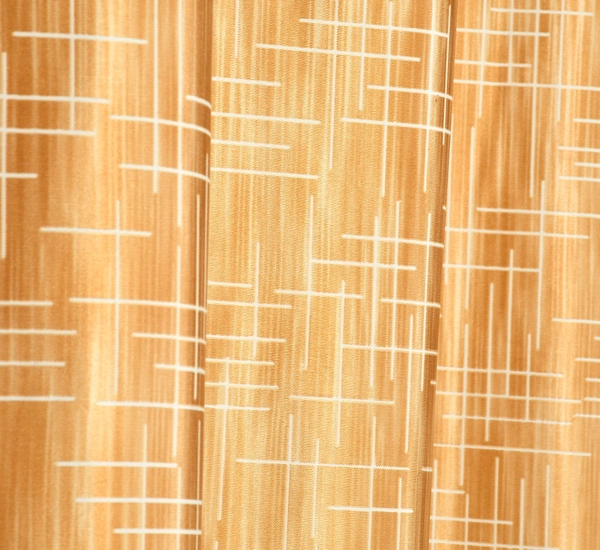 Panipat Textile Hub Polyester Eyelet Gold Designer Print curtains Pack of 2 - Window (4x5 Feet)