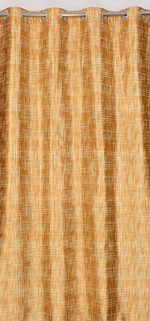 Panipat Textile Hub Polyester Eyelet Gold Designer Print curtains Pack of 2 - Window (4x5 Feet)
