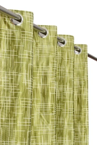 Panipat Textile Hub Polyester Eyelet Green Designer Print curtains Pack of 2 - Window (4x5 Feet)