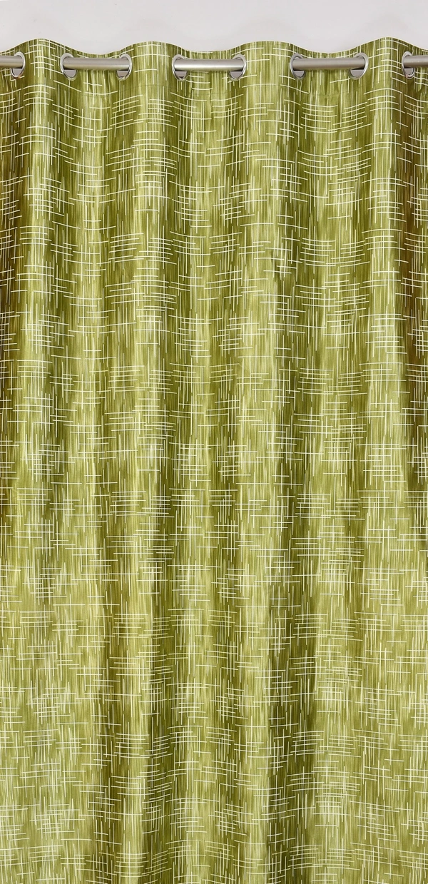 Panipat Textile Hub Polyester Eyelet Green Designer Print curtains Pack of 2 - Window (4x5 Feet)