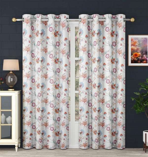 Pink Digital Print Shining Blackout Curtains Pack of 2 - (4 x9 Feet)
