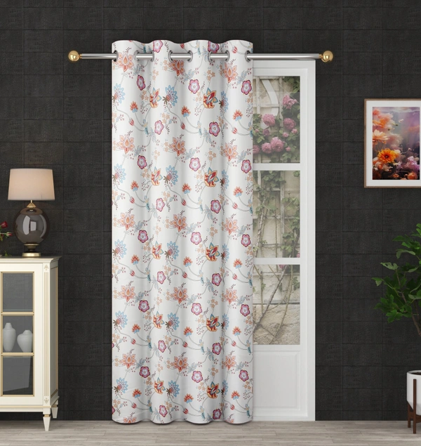 Pink Digital Print Shining Blackout Curtains Pack of 2 - (4 x9 Feet)