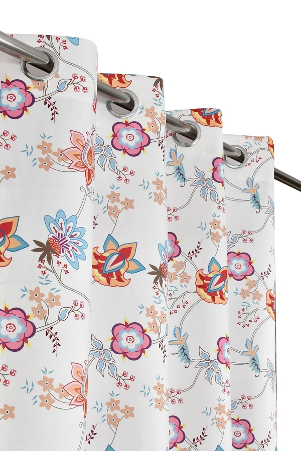 Pink Digital Print Shining Blackout Curtains Pack of 2 - (4 x 5 Feet)