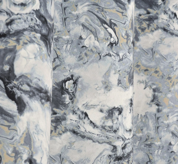 Grey Digital Print Shining Blackout Curtains Pack of 2 - (4 x9 Feet)