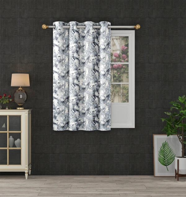 Grey Digital Print Shining Blackout Curtains Pack of 2 - (4 x 5 Feet)