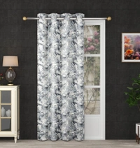 Grey Digital Print Shining Blackout Curtains Pack of 2 - (4 x9 Feet)