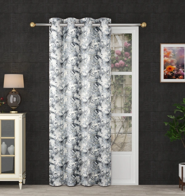 Grey Digital Print Shining Blackout Curtains Pack of 2 - (4 x9 Feet)
