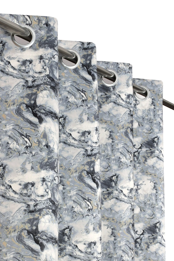Grey Digital Print Shining Blackout Curtains Pack of 2 - (4 x 5 Feet)