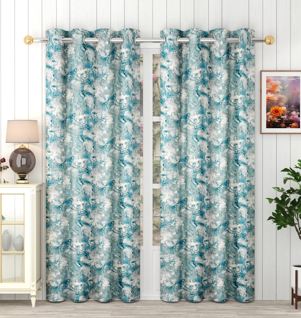 Sky Digital Print Shining Blackout Curtains Pack of 2 - (4 x9 Feet)