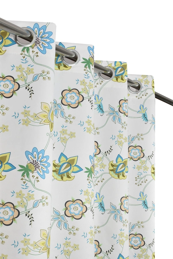 Green Digital Print Shining Blackout Curtains Pack of 2 - (4 x 7 Feet)