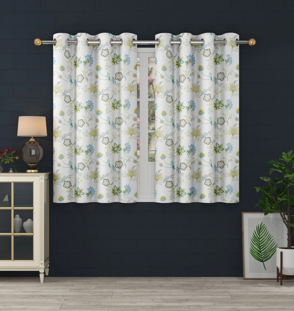 Green Digital Print Shining Blackout Curtains Pack of 2 - (4 x 5 Feet)