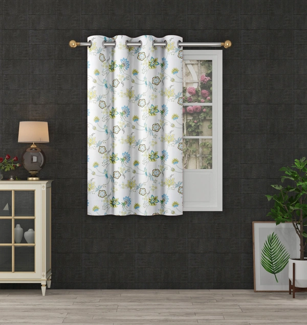 Green Digital Print Shining Blackout Curtains Pack of 2 - (4 x 5 Feet)