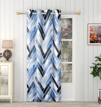 Blue Digital Print Shining Blackout Curtains Pack of 2 - (4 x9 Feet)