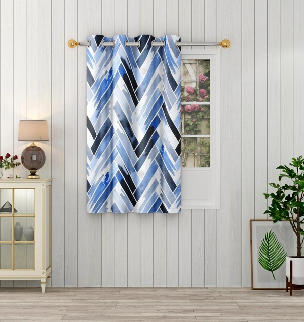 Blue Digital Print Shining Blackout Curtains Pack of 2 - (4 x 5 Feet)