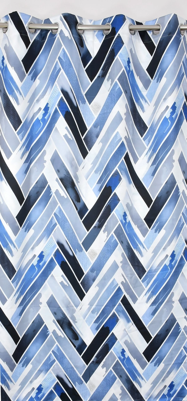 Blue Digital Print Shining Blackout Curtains Pack of 2 - (4 x 5 Feet)