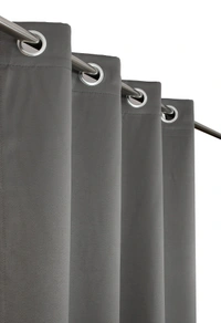 Panipat Textile Hub Polyester Eyelet Grey Designer Solid Blackout curtains Pack of 2 - Window (4x5 Feet)