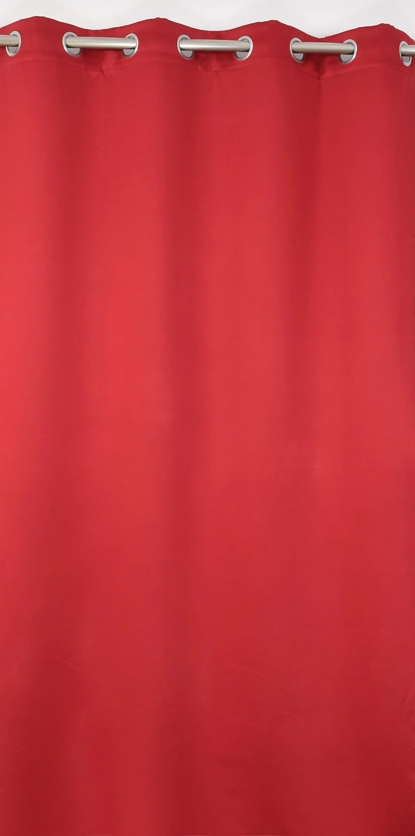 Panipat Textile Hub Polyester Eyelet Maroon Solid Blackout curtains Pack of 2 - Door (4x7 Feet)